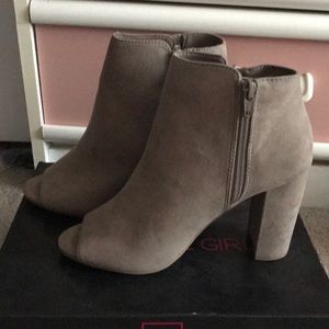 Material Girl Carena Fabric Peep Toe Booties